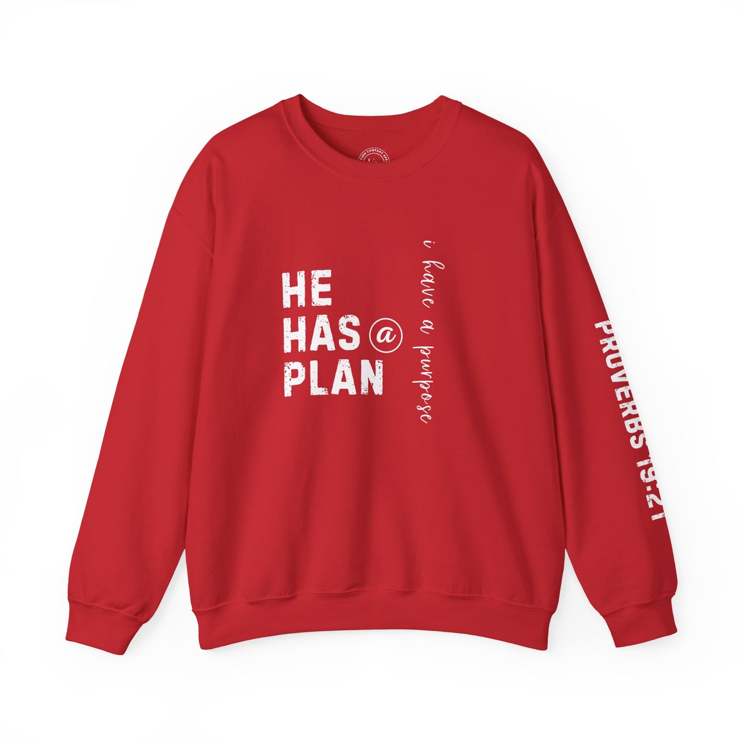 Christian Sweatshirt with 'He Has a Plan Proverbs 19:21' Design