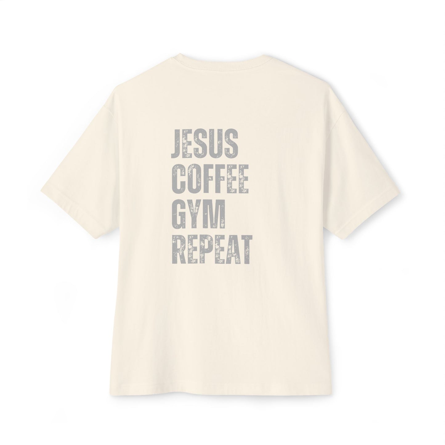 Jesus Gym Repeat Oversized Tee, Christian T-shirt, Motivational Tee