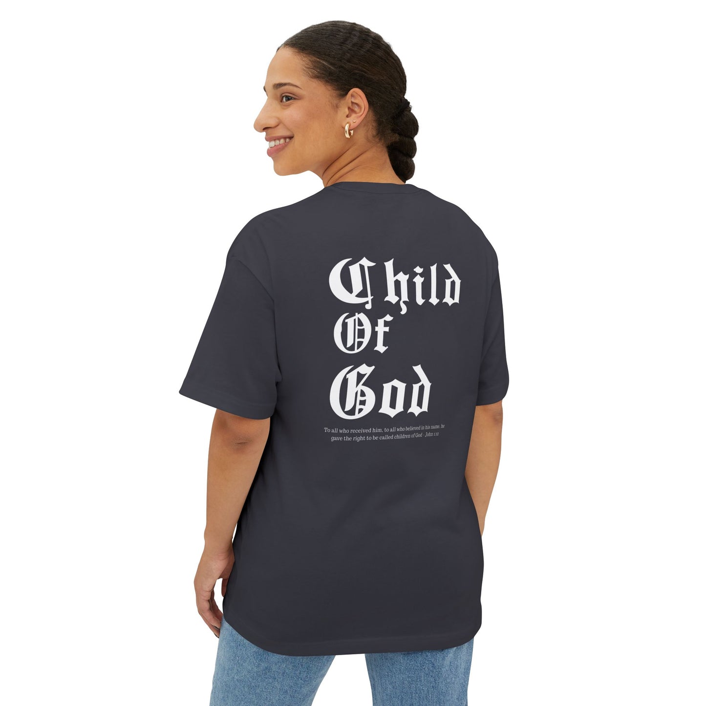 Christian Oversized Tee - Child of God Design, Christian T-shirt, Motivational Tee