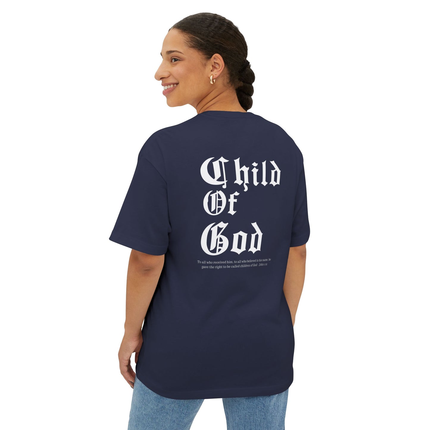 Christian Oversized Tee - Child of God Design, Christian T-shirt, Motivational Tee