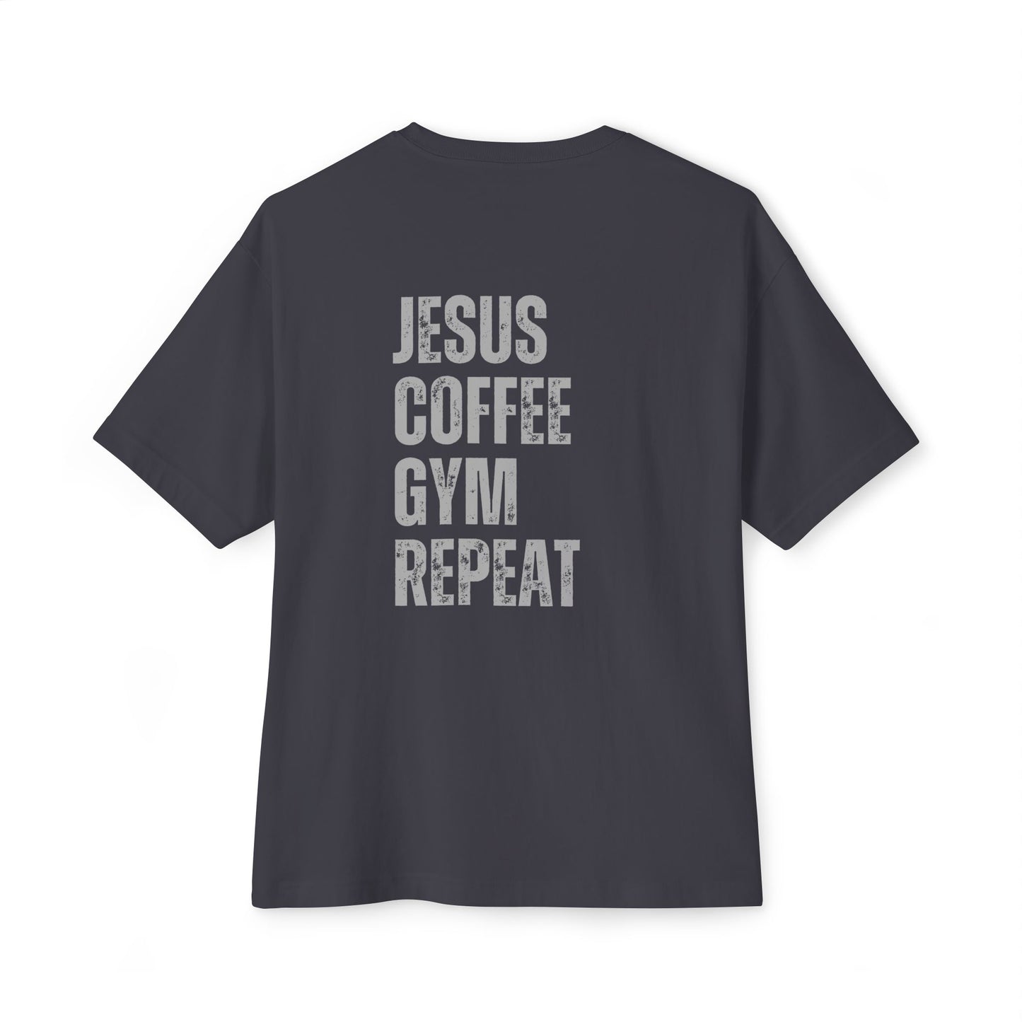 Jesus Gym Repeat Oversized Tee, Christian T-shirt, Motivational Tee