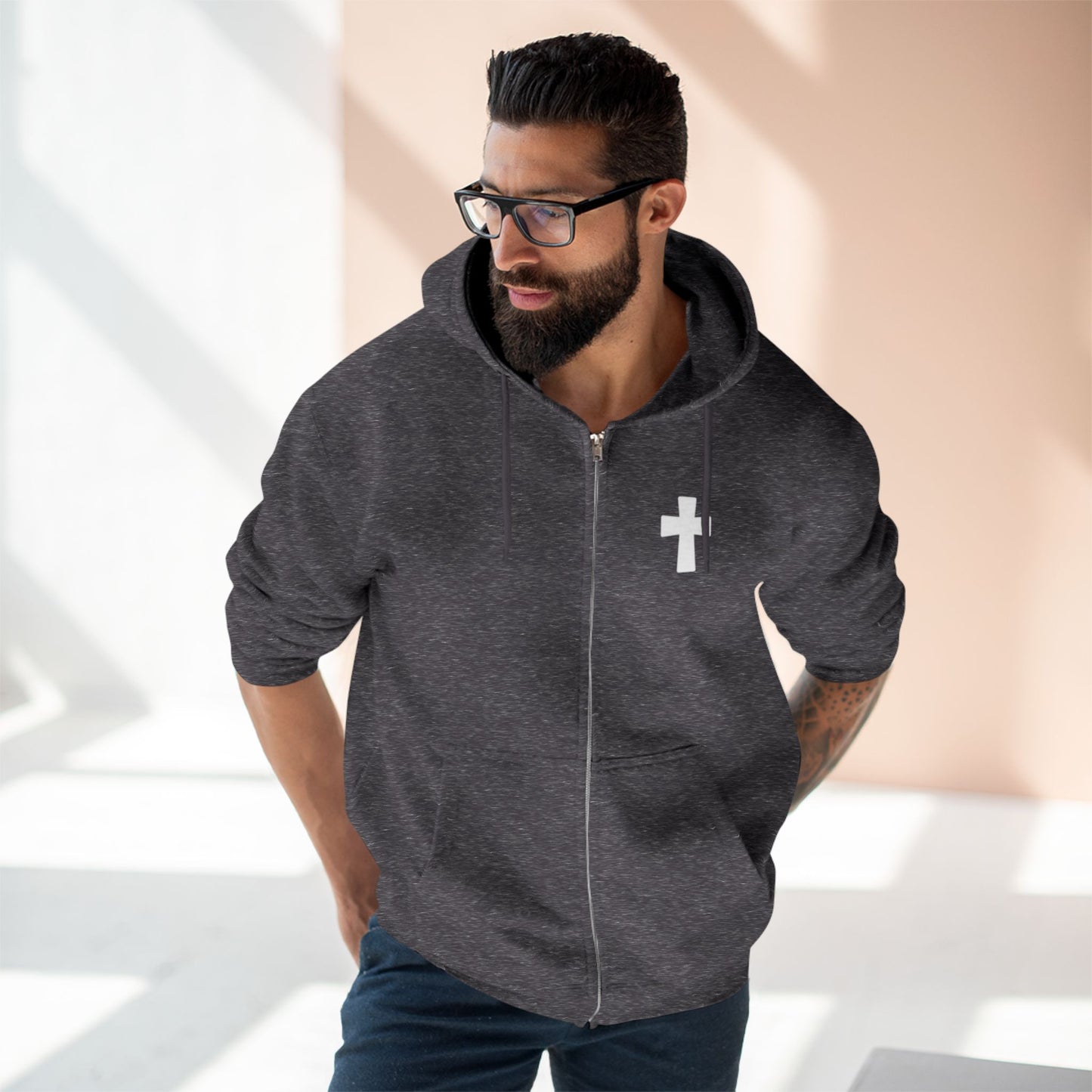 Faith Over Fear Christian Zip-Up Hoodie