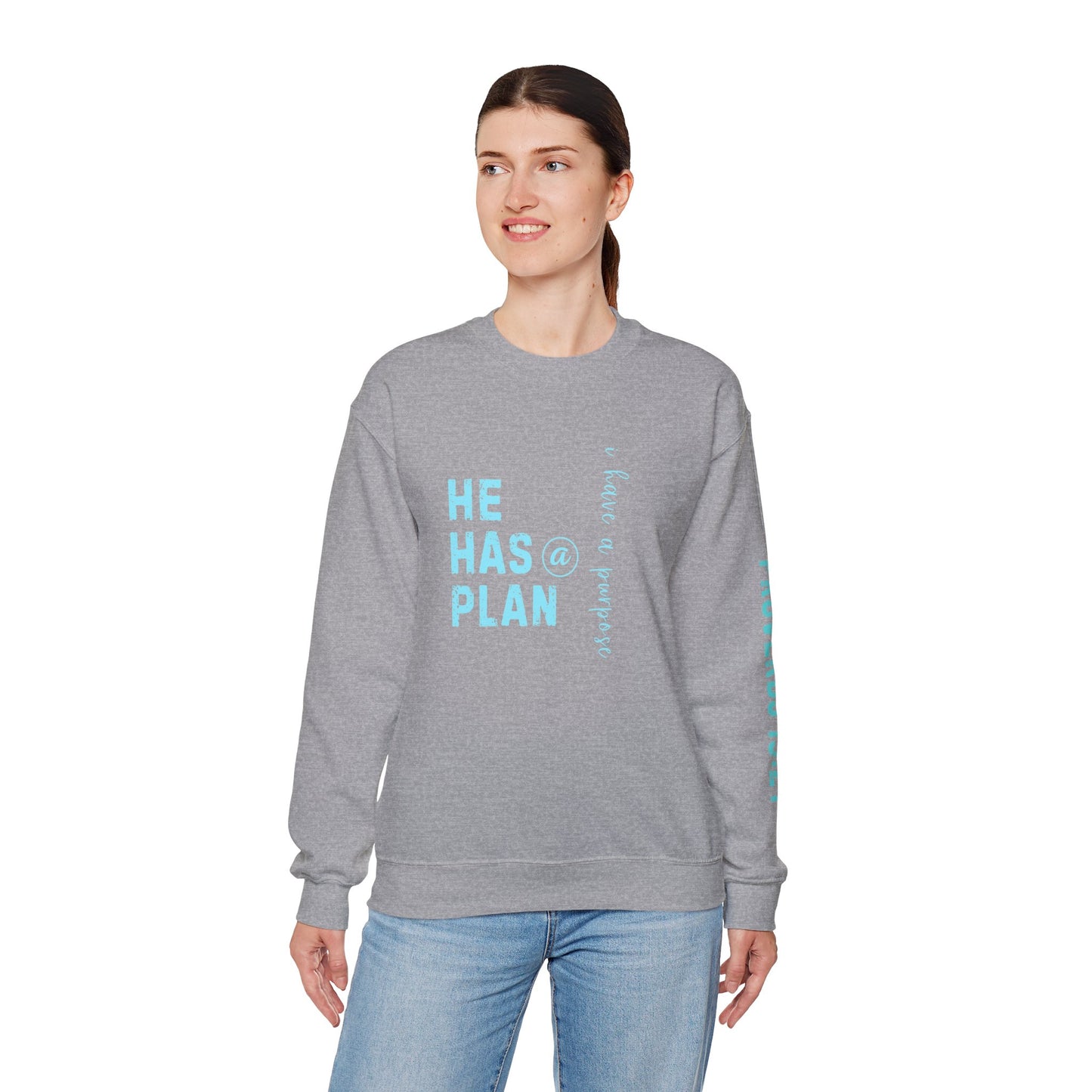 Christian Sweatshirt with 'He Has a Plan Proverbs 19:21' Design