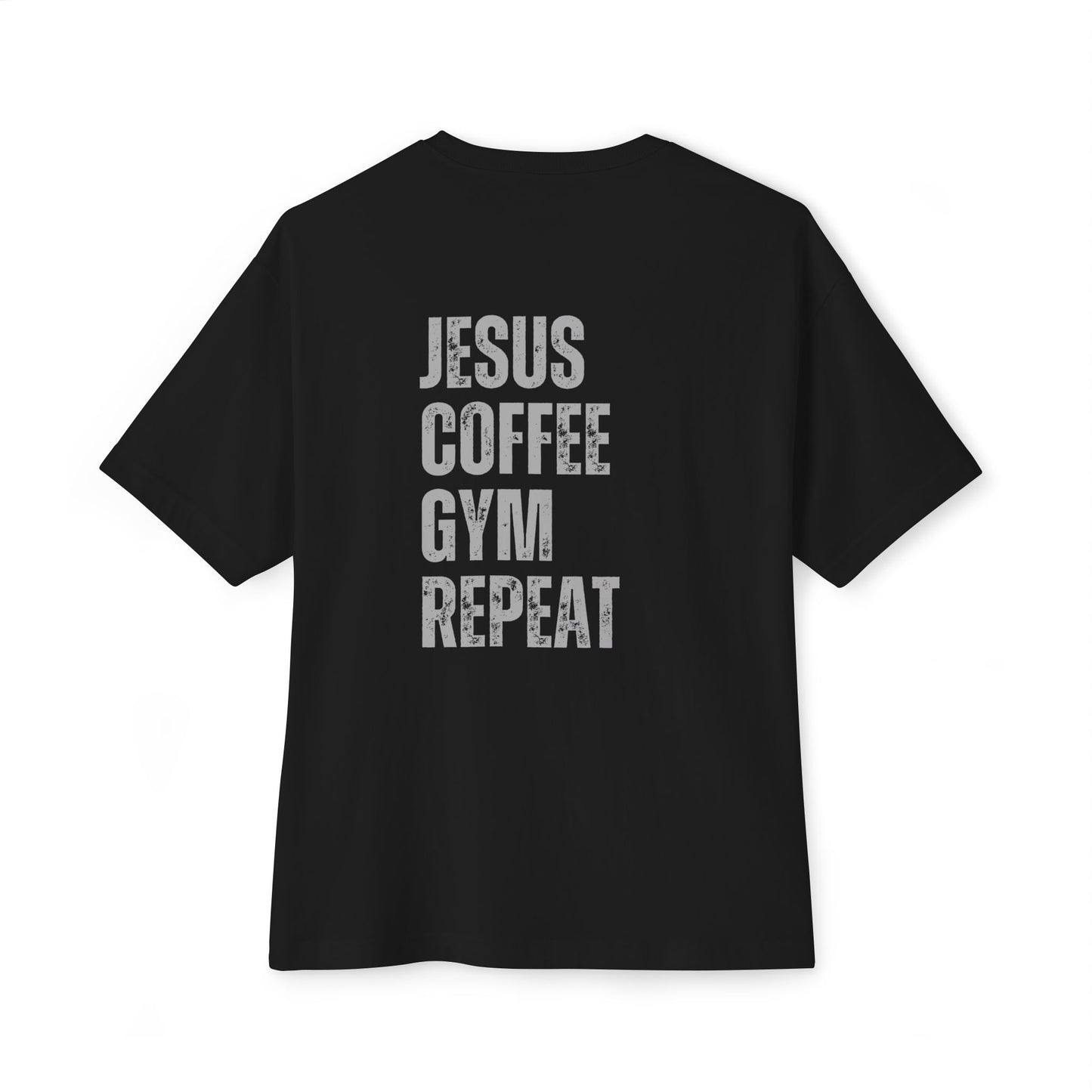 Jesus Gym Repeat Oversized Tee, Christian T-shirt, Motivational Tee
