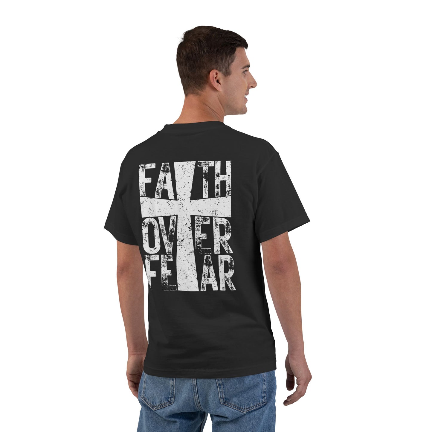 Faith Over Fear T-Shirt — Chest Cross Graphic
