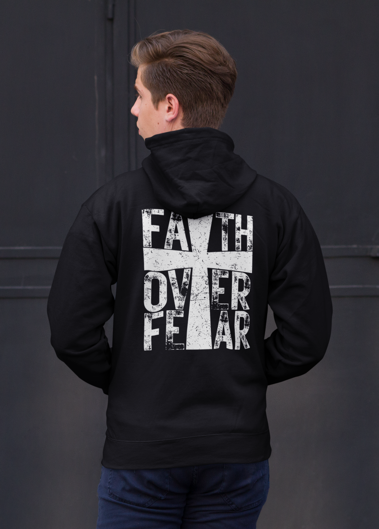Faith Over Fear Christian Zip-Up Hoodie