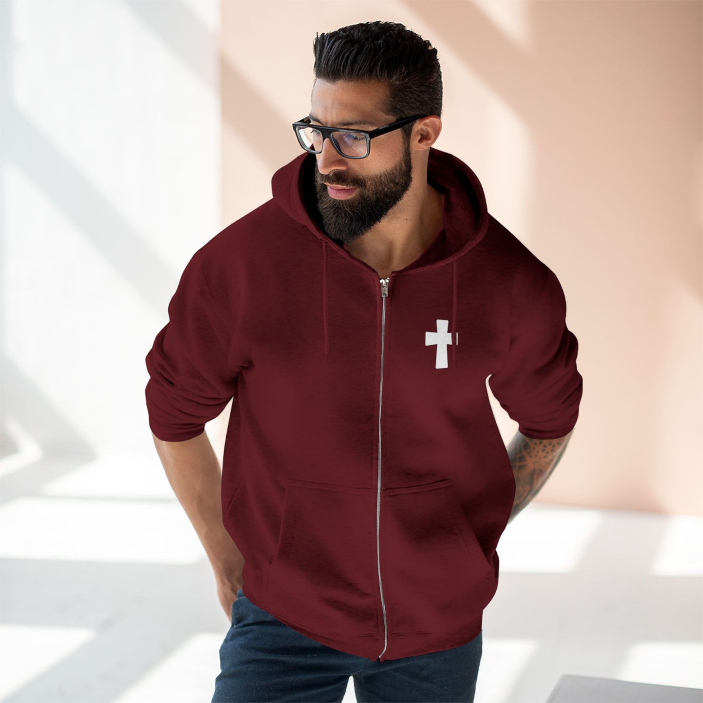 Faith Over Fear Christian Zip-Up Hoodie