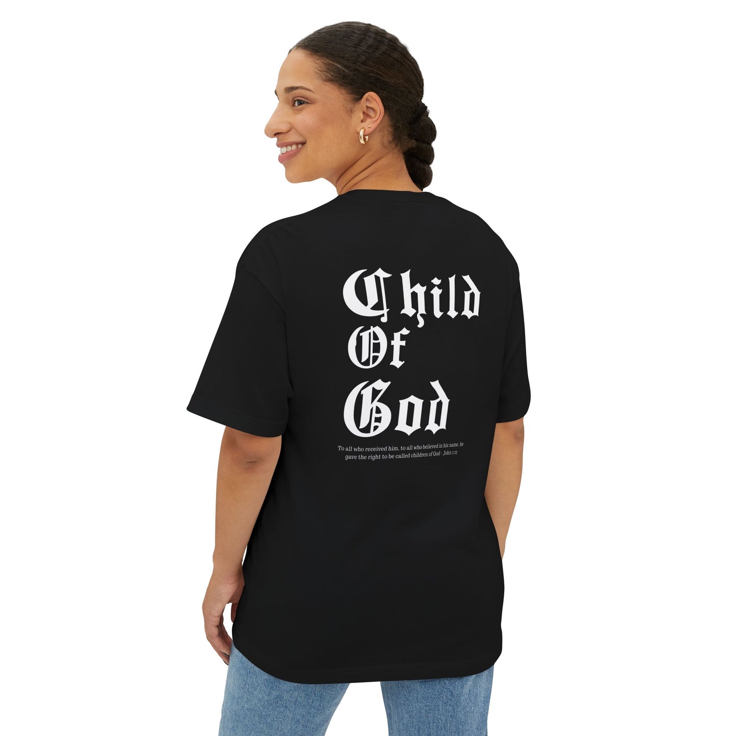 Christian Oversized Tee - Child of God Design, Christian T-shirt, Motivational Tee