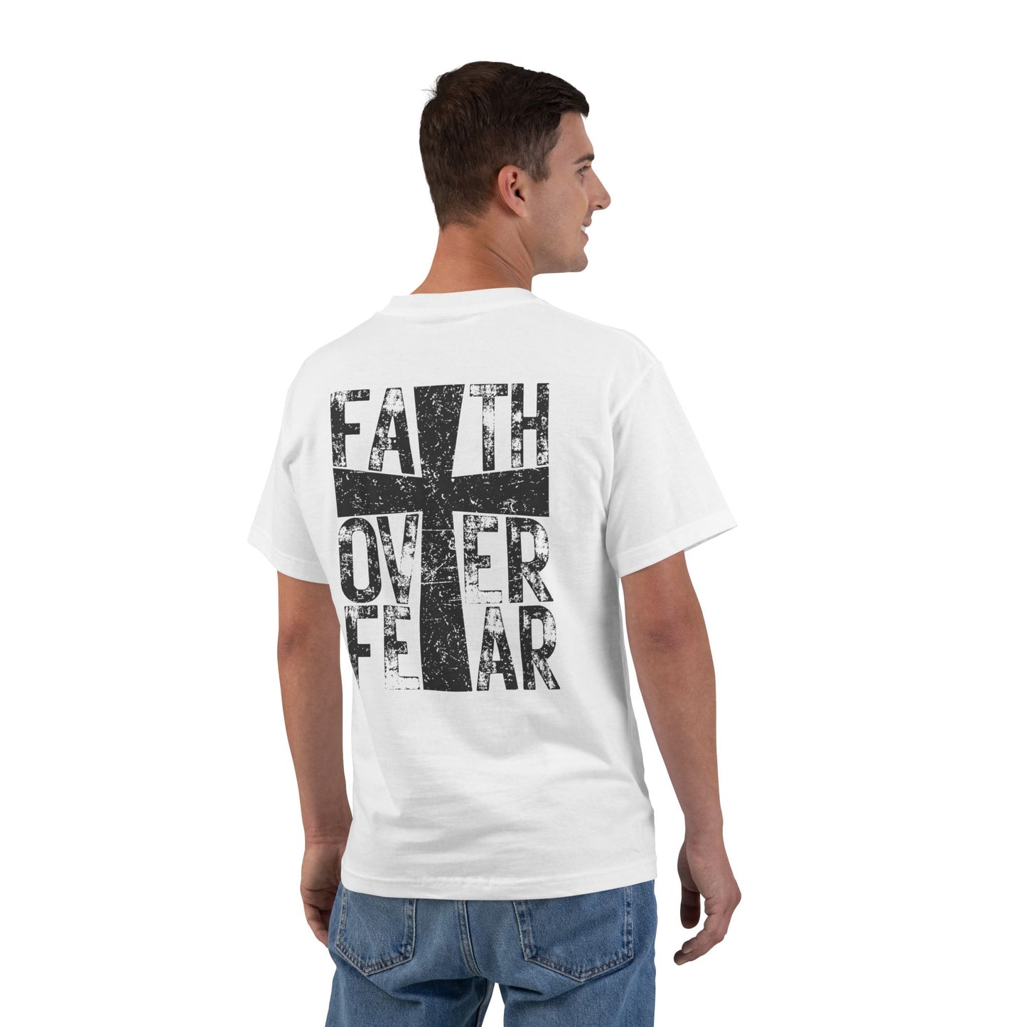 Faith Over Fear T-Shirt — Chest Cross Graphic