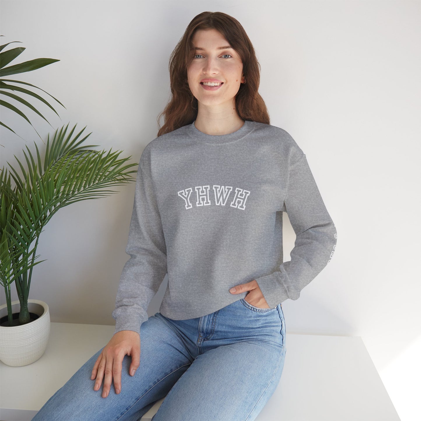 Crewneck Sweatshirt - YHWH Faith Apparel Motivational Tee