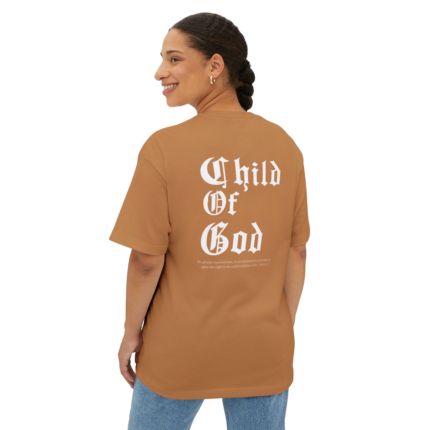 Christian Oversized Tee - Child of God Design, Christian T-shirt, Motivational Tee