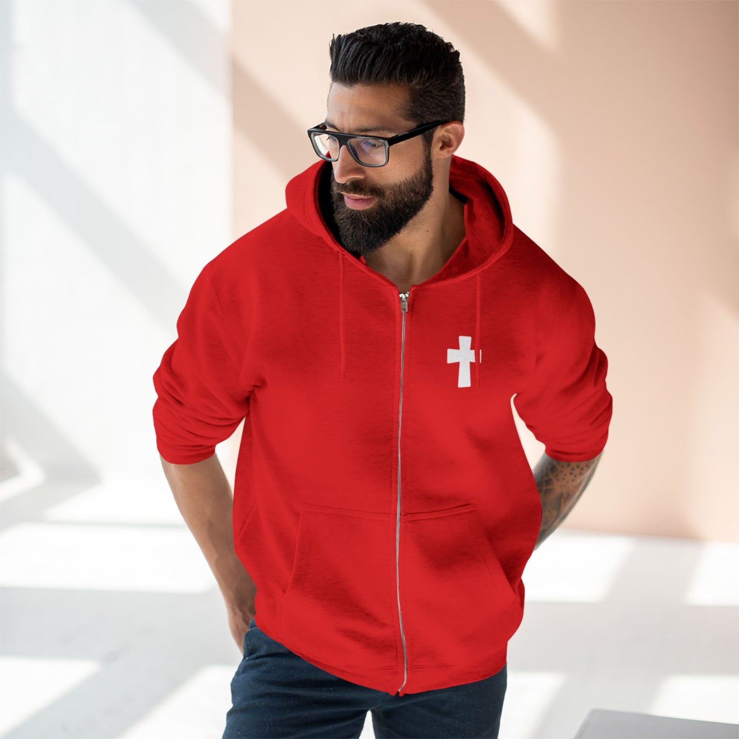 Faith Over Fear Christian Zip-Up Hoodie